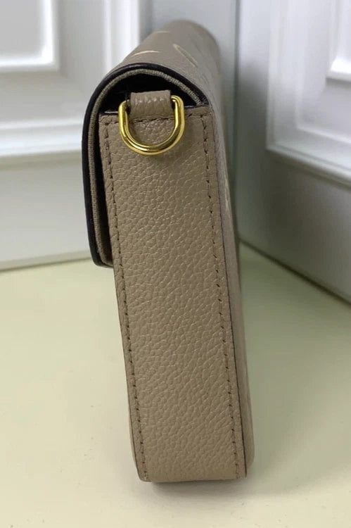 Louis Vuitton Félicie Pochette Elephant Gray Chain Strap Crossbody Bag - Pre-Owned