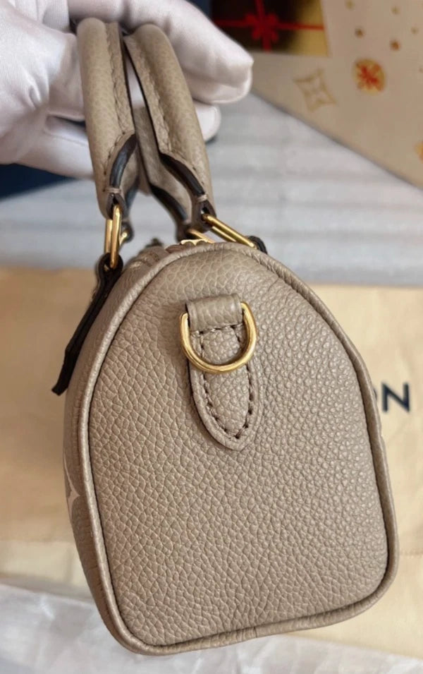 Louis Vuitton Speedy NANO Elephant Gray Handbag 2-Way Crossbody Pre-Owned