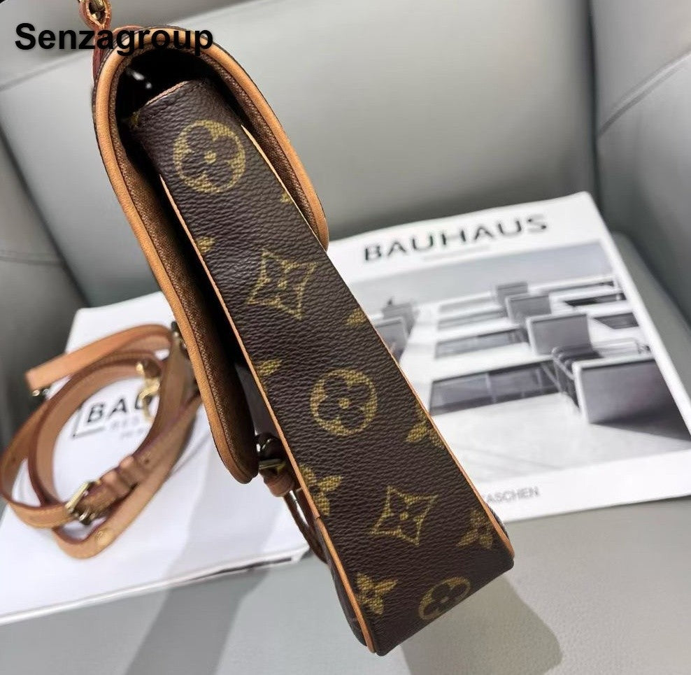 Louis Vuitton Cite GM Monogram Top Handle Shoulder Bag Brown Gold Women Vintage