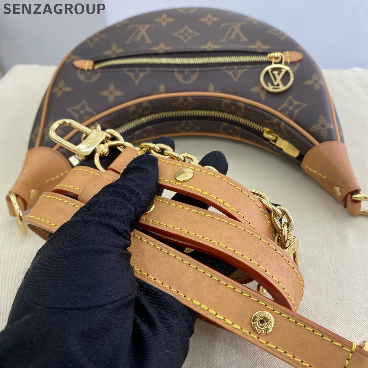 Louis Vuitton Loop Monogram Chain Shoulder Crossbody Bag Brown