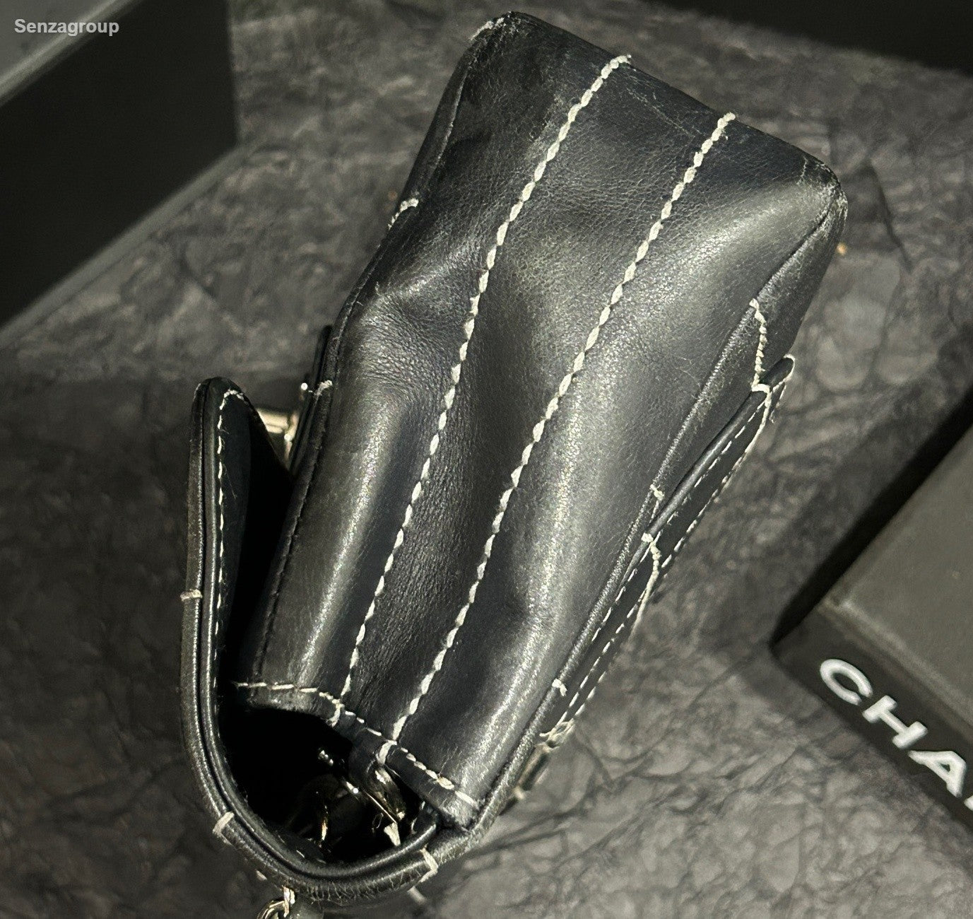 Chanel Classic Flap Calfskin Mini Chain Shoulder Bag Crossbody Black Women