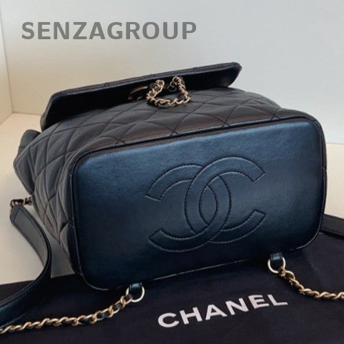 Chanel 24P Chain Backpack  Black Gold Diamond Used Women Classic