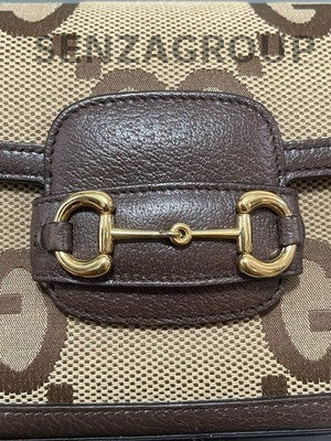 Gucci Horsebit 1955 Mini Shoulder Crossbody Bag Brown Gold Women Classic