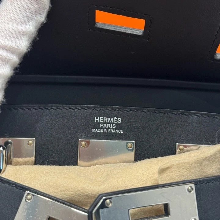 Hermes Hac Swift Canvas Shoulder Bag Black Silver Hardware Unisex D