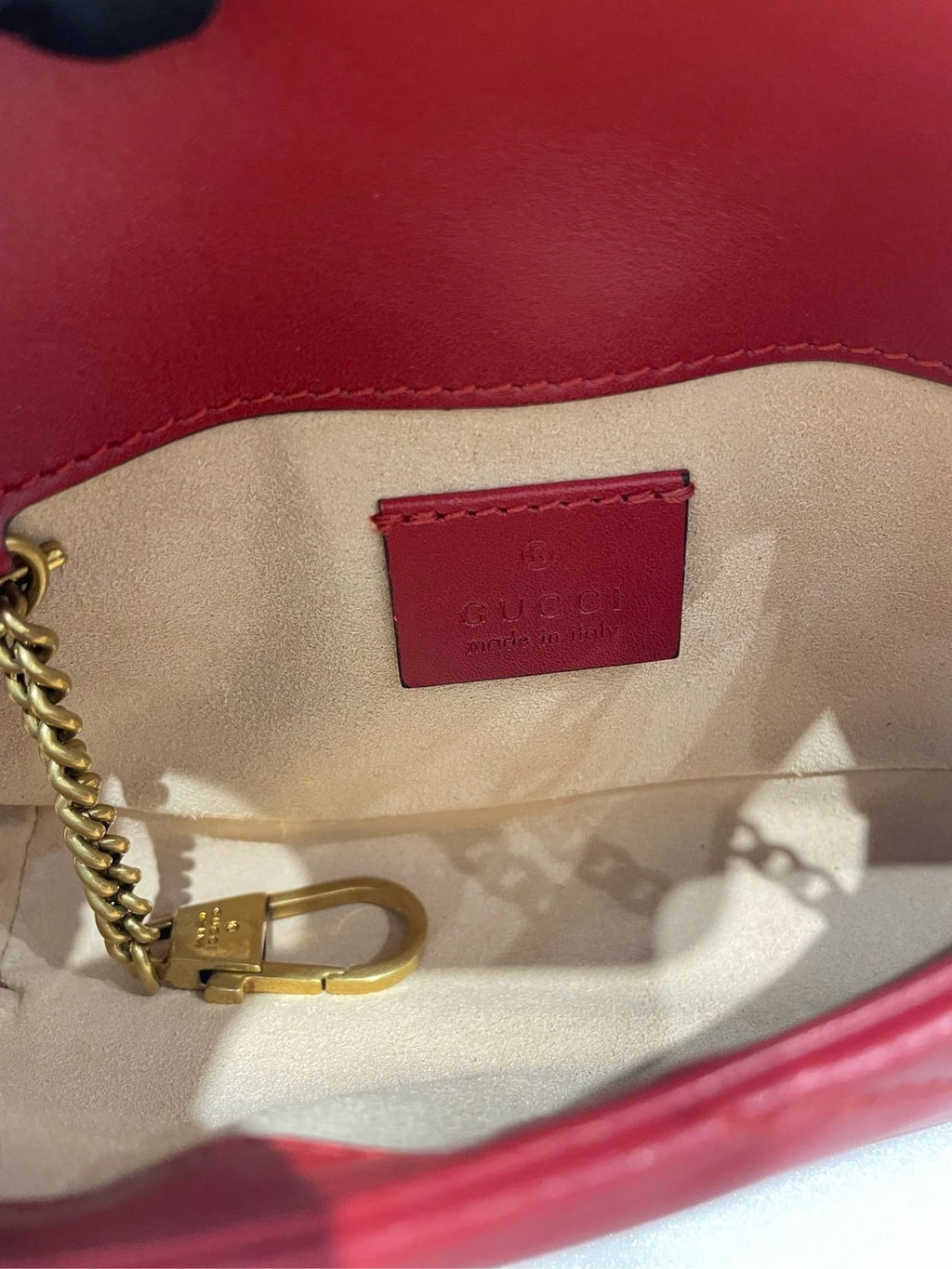 Gucci Marmont Supermini Red Leather Crossbody Bag For Women