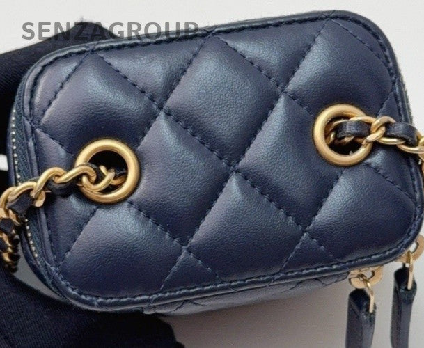 Chanel Vanity box mini 2ways Crossbody Shoulder Bag Women Blue