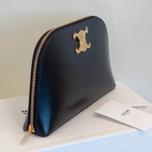 CELINE Triomphe Alma Handbag Black Gold Classic Brand NEW