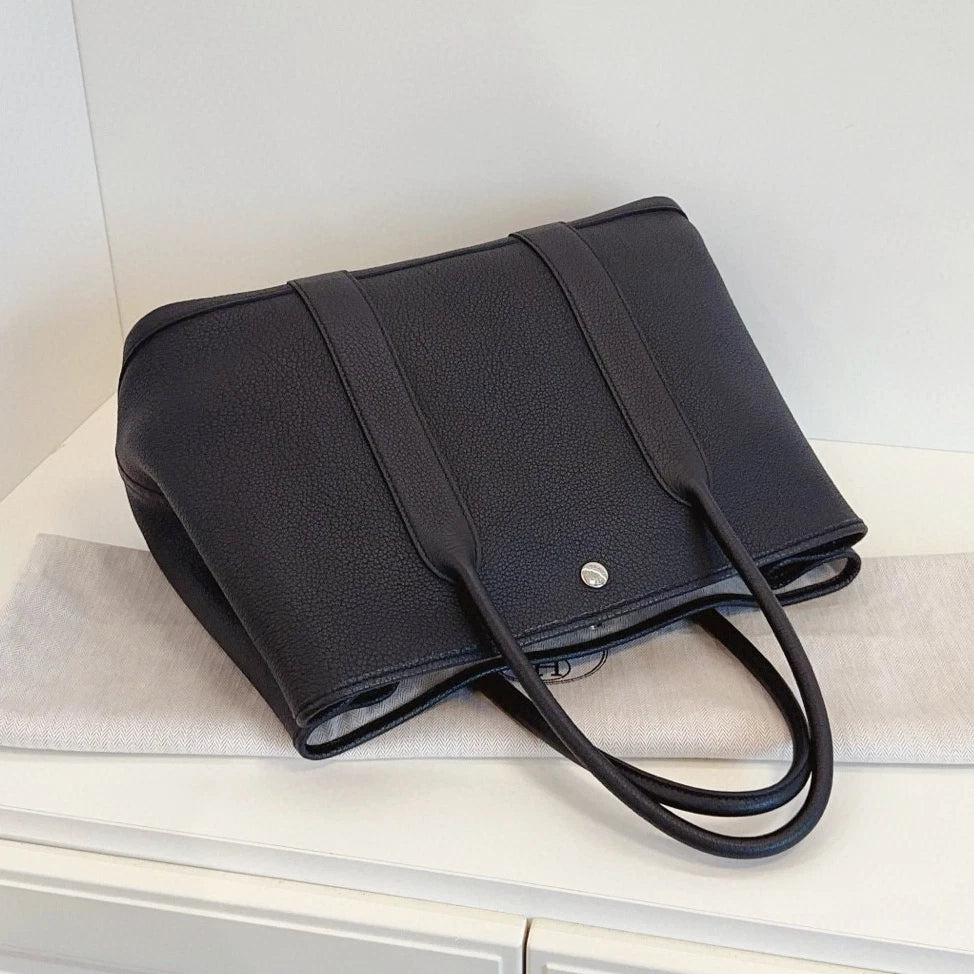 Hermes Garden Party36 Top Handle Bag Black Silver Unisex Adults Classic
