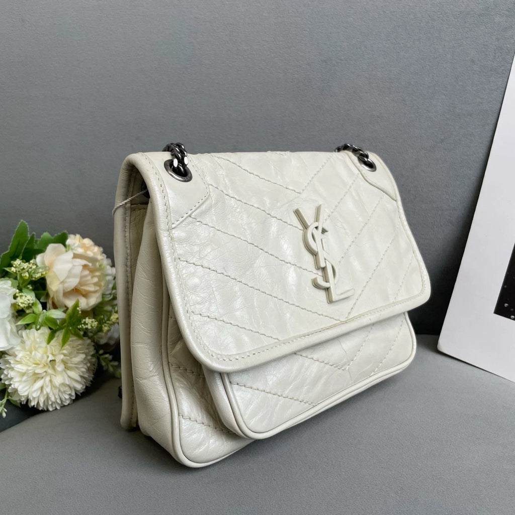 Saint Laurent Niki Leather Beige Shoulder Bag Crossbody Excellent