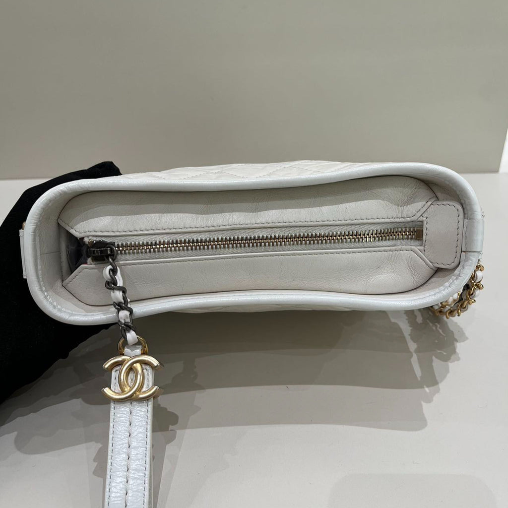 Chanel Gabrielle Small Quilted Chain Shoulder Bag - Silver White
