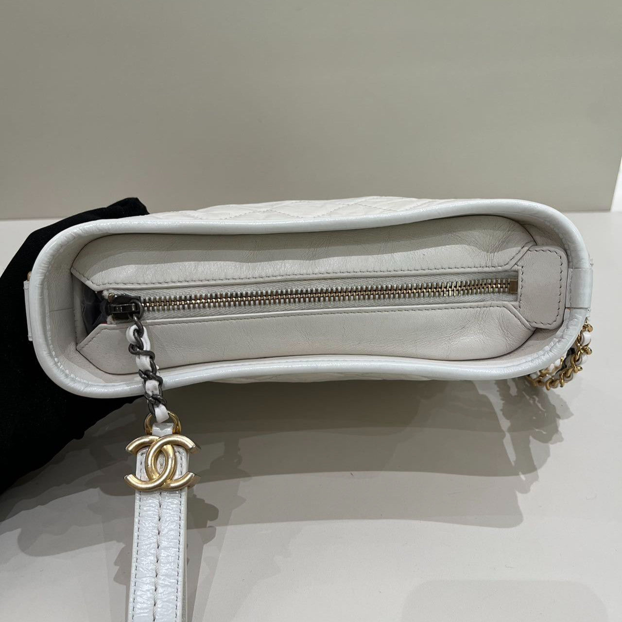 Chanel Gabrielle Small Quilted Chain Shoulder Bag - Silver White