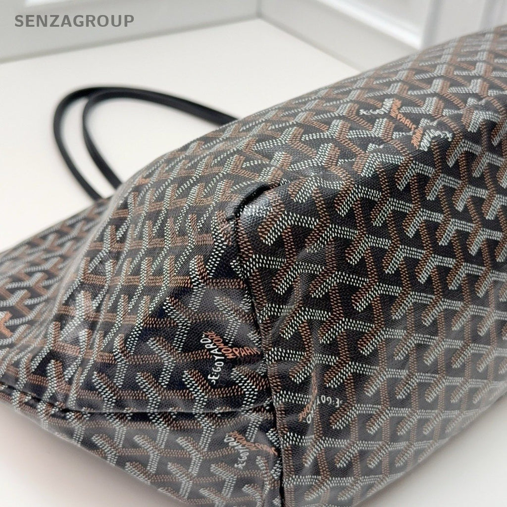 GOYARD Saint Louis Monogram Canvas Tote Shoulder Bag Women Black