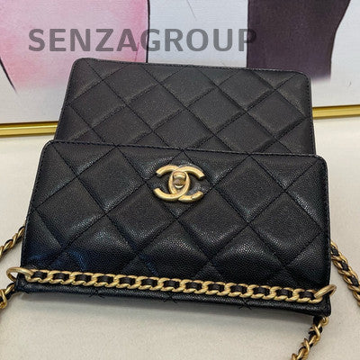 Chanel 23A Black Gold Chain Backpack Calfskin Classic Quilted Pattern