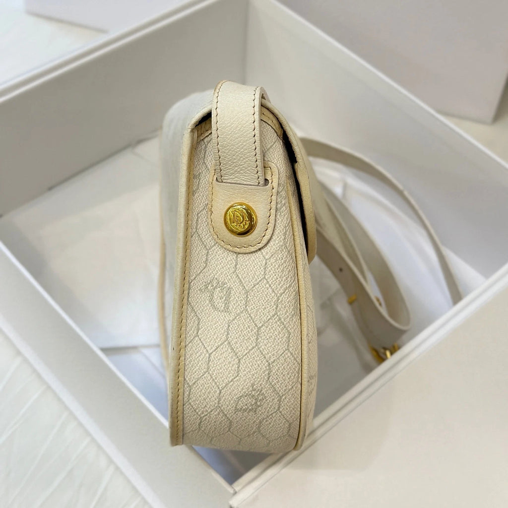Dior Vintage Monogram Canvas Saddle Crossbody Bag For Women