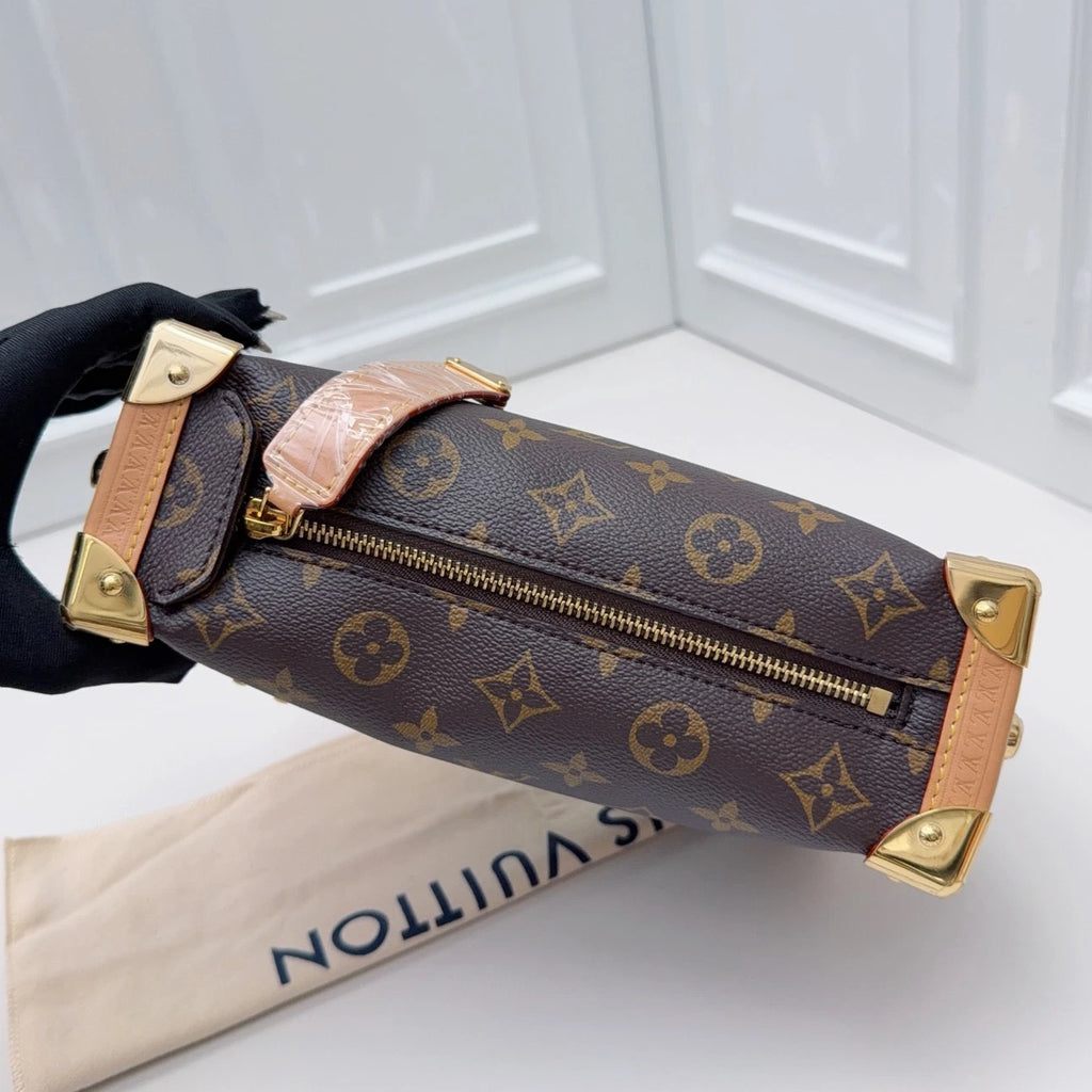 Louis Vuitton Side Trunk MM Monogram Top Handle Shoulder Bag Brown Gold Women
