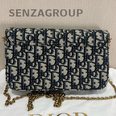 Dior Oblique Large WOC Chain Shoulder Crossbody Bag Black Gold Hardware