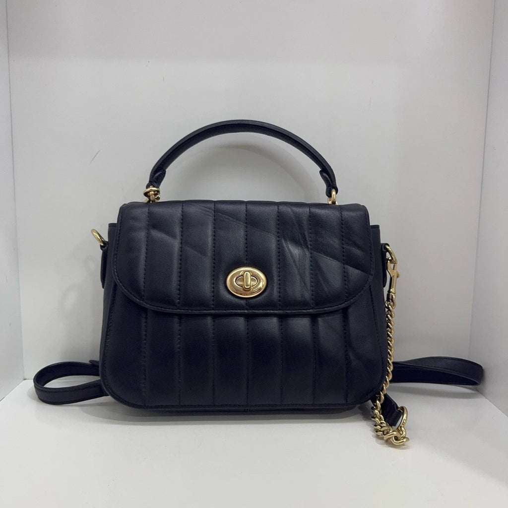 Coach Black Quilted Leather Marlie 24 Crossbody Handbag For Women