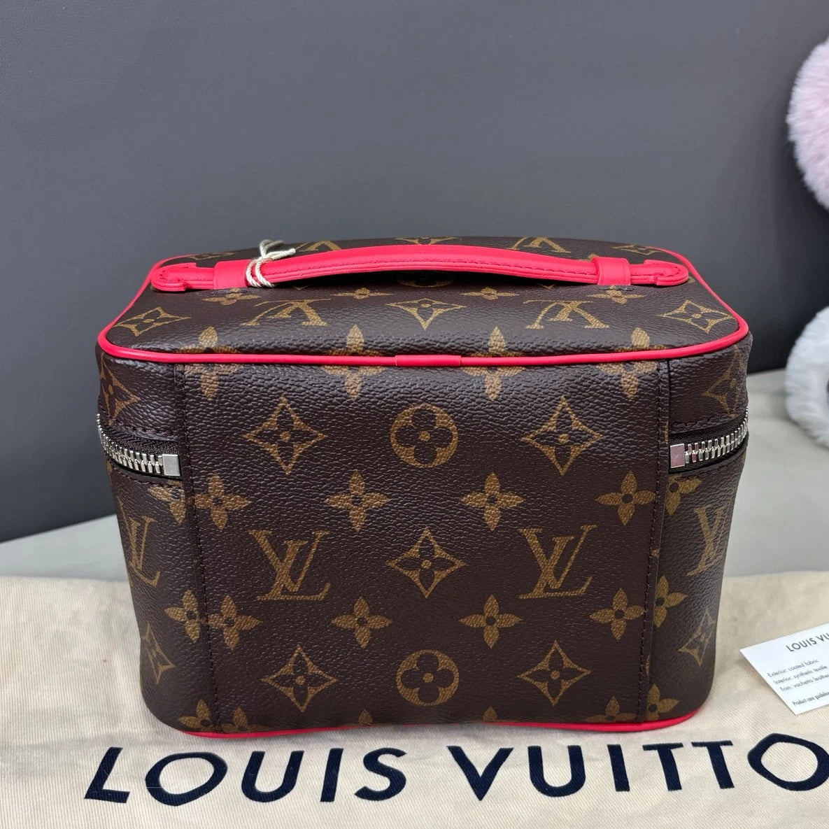 Louis Vuitton Nice Vanity Case Top Handle Bag Brown Silver Women Classic