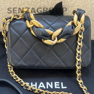Chanel 21 Navy Blue Calfskin Chain Shoulder Crossbody Bag Gold Hardware