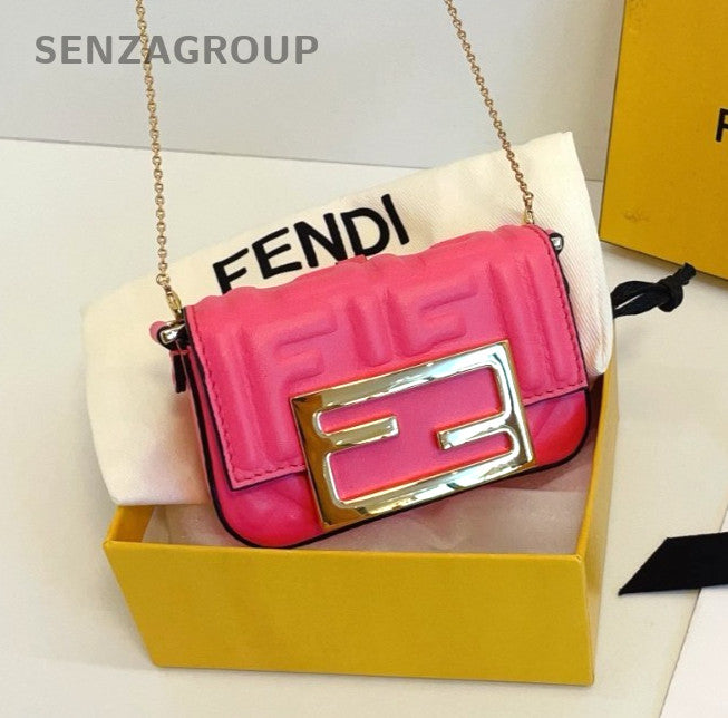 Fendi Nano Baguette Purse Chain bag mini Pink Gold Women