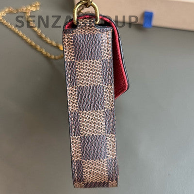 Louis Vuitton Damier Ebene Chain Shoulder Crossbody Bag Brown Gold Women
