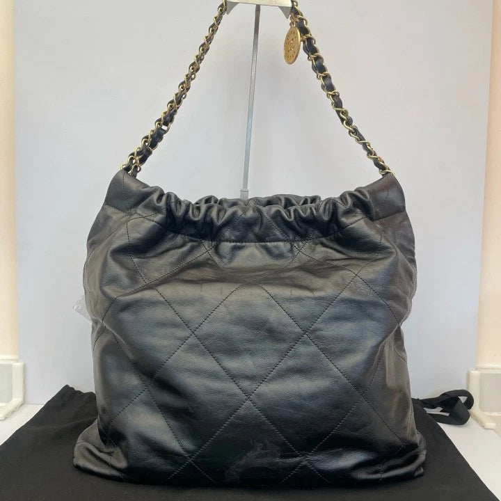 CHANEL 22Bag Black Medium Tote Bag Gold Hardware For Women