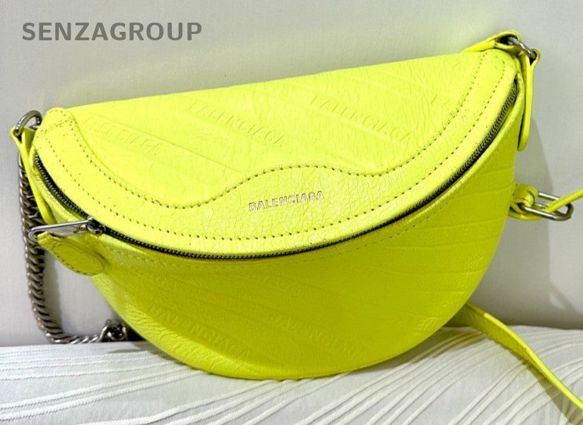 Balenciaga fluorescent yellow Shoulder bag Crossbody Women Almost Brand NEW