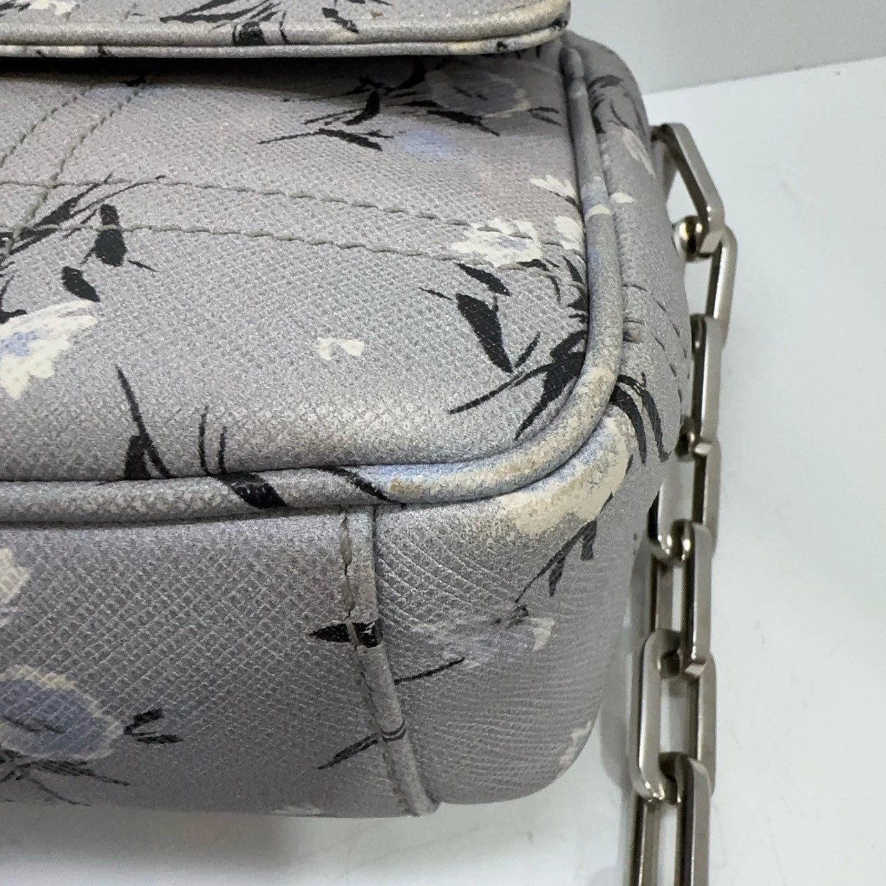 PRADA Limited Edition Gray Blue Envelope Chain Crossbody Bag For Women