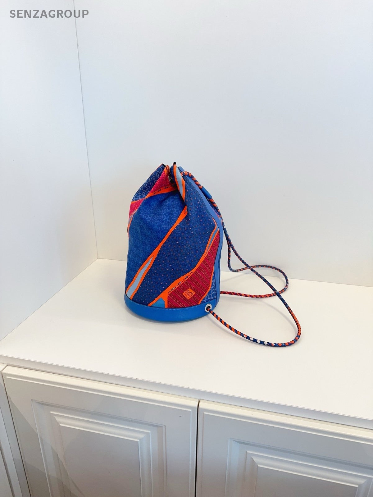 Hermes Orange Blue Drawstring Bucket bag