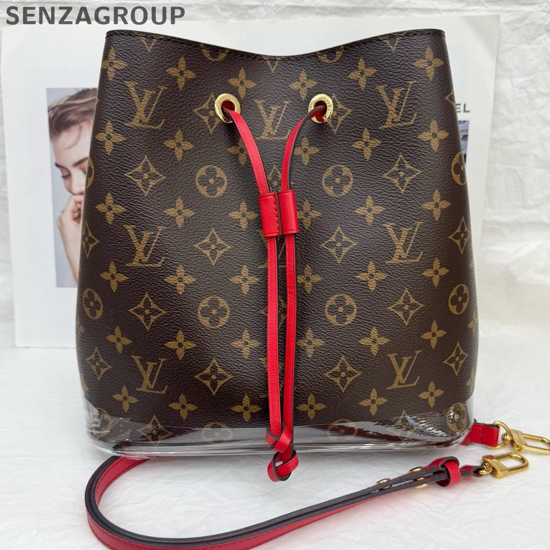 Louis Vuitton Monogram Bucket Bag Brown Red Women's Classic