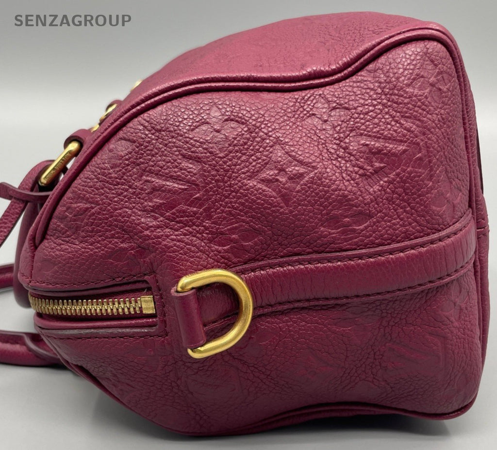Louis Vuitton Speedy Monogram Calfskin Top Handle Bag Crossbody Red Women