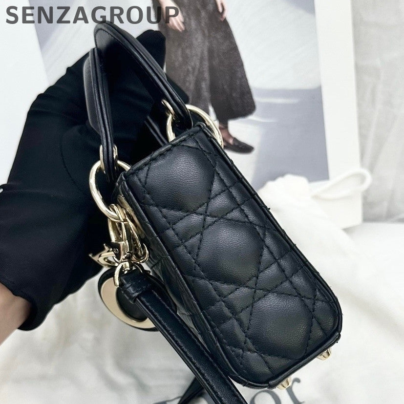 Dior Micro Black Gold Lady Dior Bag - Classic Quilted Shoulder Bag