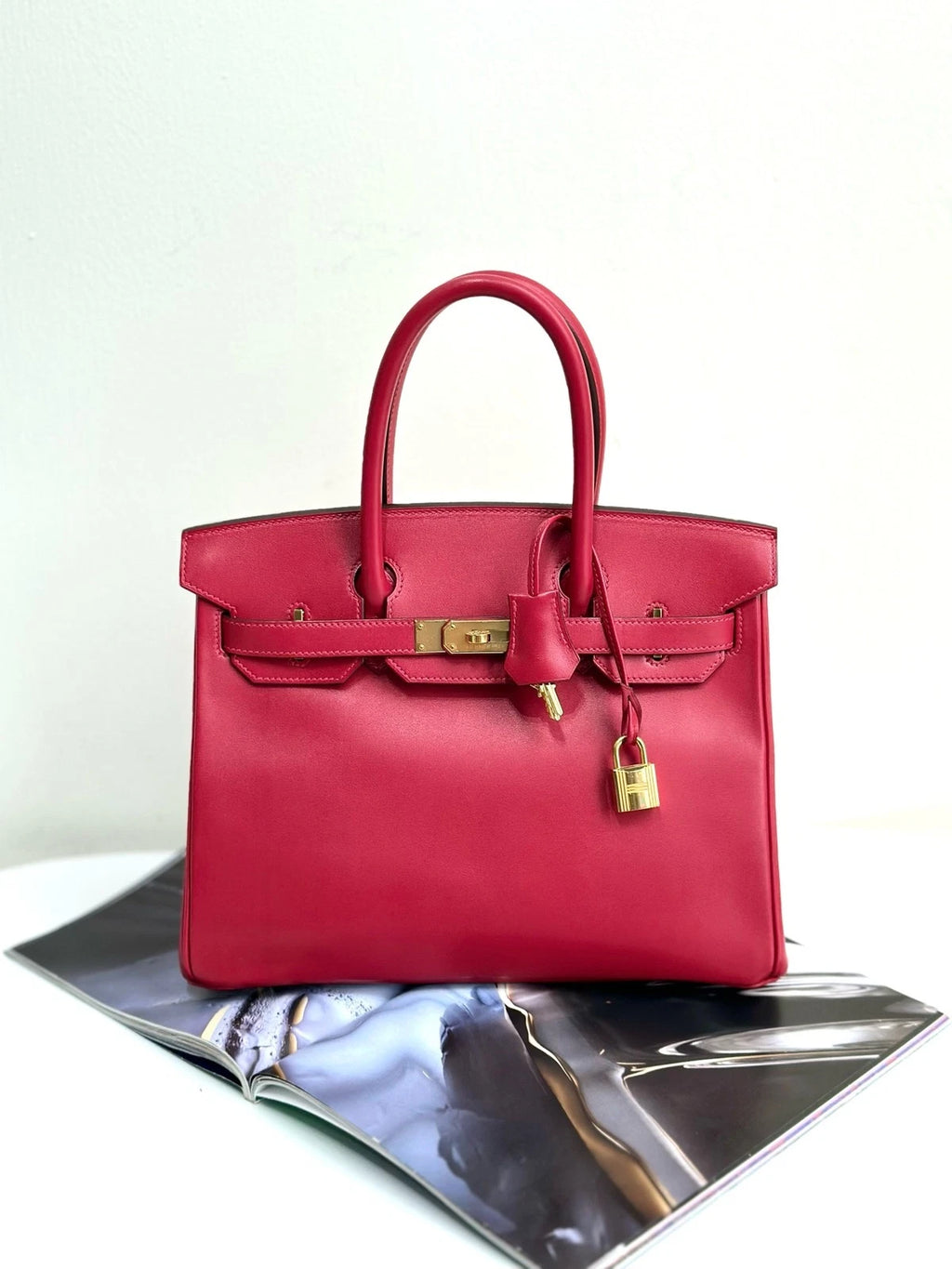 Hermes Birkin 30 Red Tadelakt Leather Gold Hardware Handbag For Women
