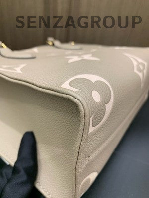 Louis Vuitton OntheGo Small Tote Bag Grey Gold Monogram Women Classic
