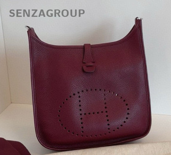 Hermes Evelyne29 Crossbody Shoulder Bag Red Silver Women Classic Fashion