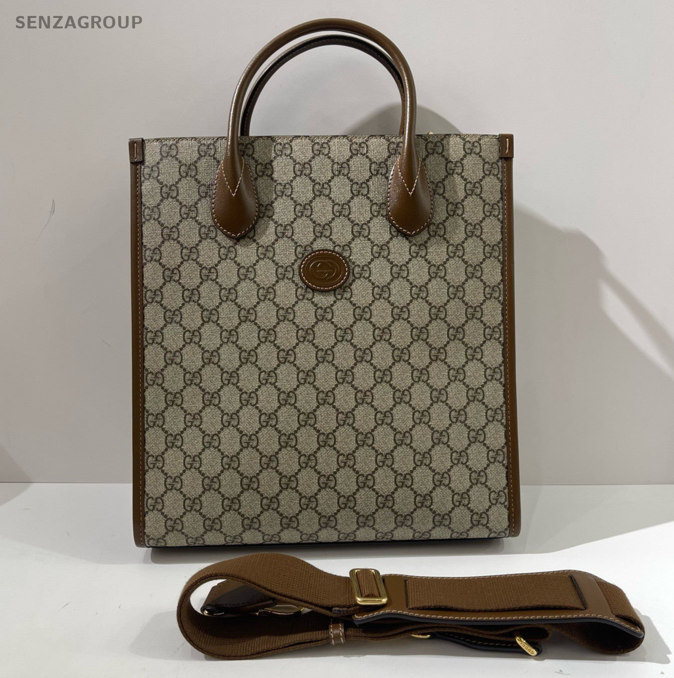 Gucci Ophidia Tote Top Handle Bag Crossbody Brown Gold Women Classic