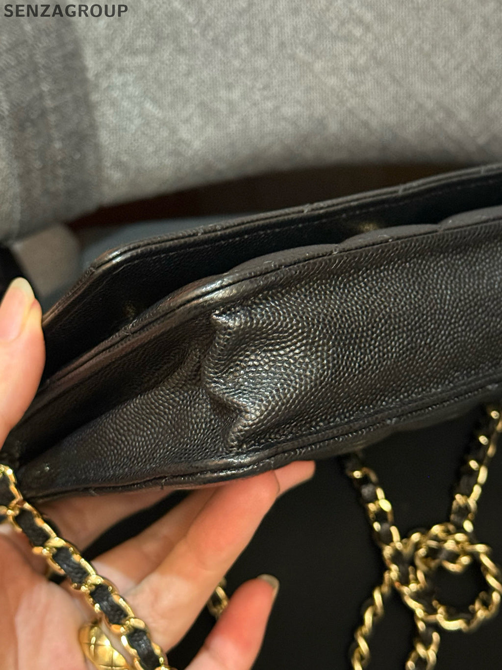 Chanel Black Gold WOC Chain Shoulder Crossbody Bag Quilted Classic