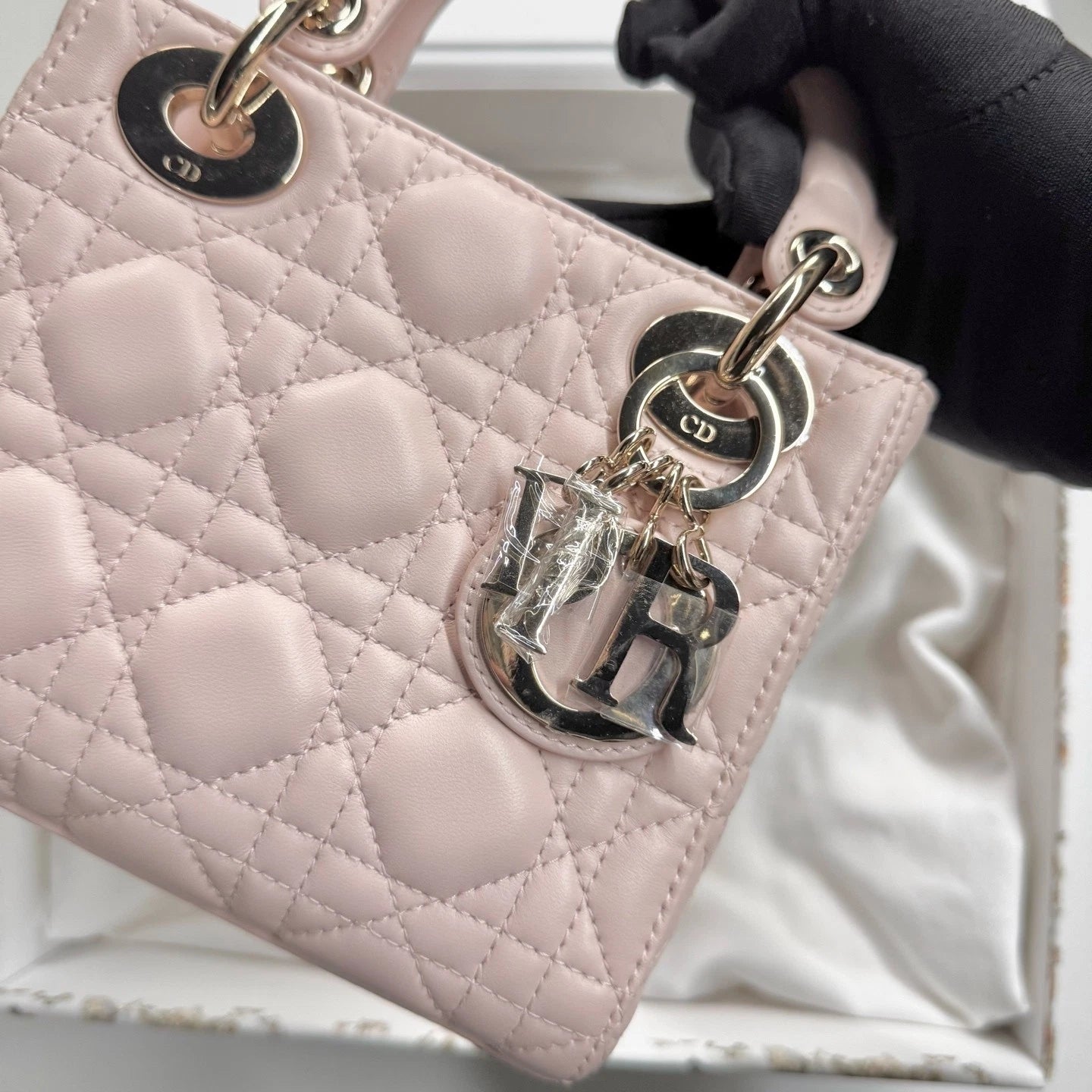 Dior Lady Dior Pink Top Handle Excellent