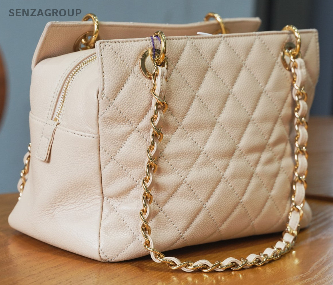 CHANEL Petite timeless Light pink Quilted Caviar Shoulder Handbag