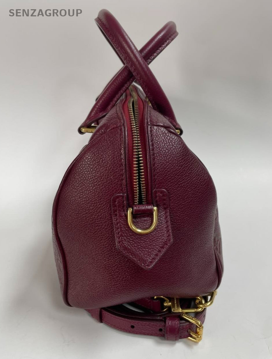Louis Vuitton Speedy Monogram Top Handle Bag Crossbody Purple Gold Women Classic