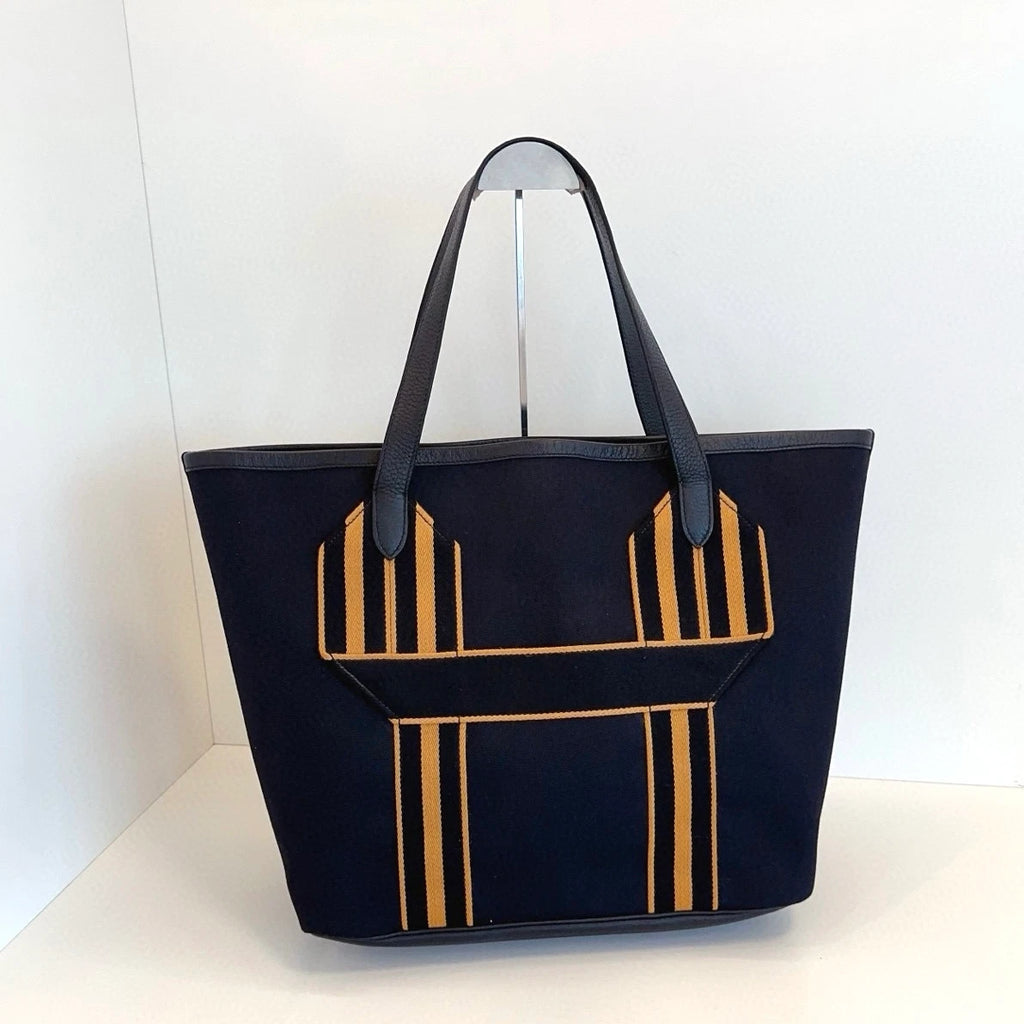 Hermes Cabas Pursangle GM Tote Top Handle Shoulder Bag Black Unisex Adults