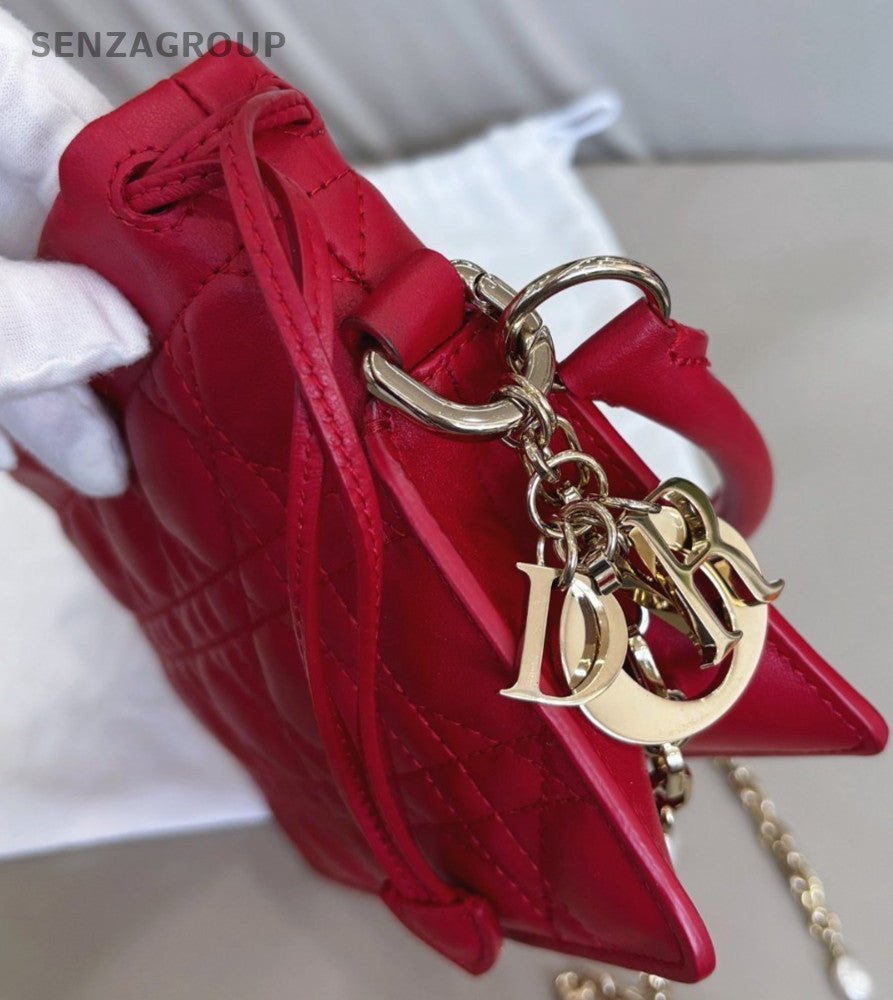 Christian Dior Milly Top Handle Shoulder Crossbody Bag Warm Red Women