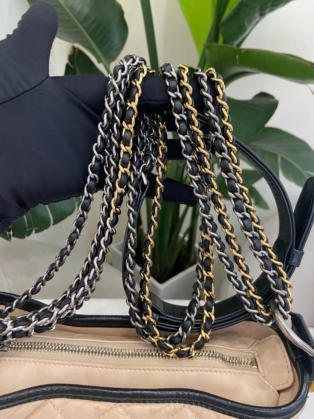 CHANEL Beige Black Small Crossbody Bag for Women