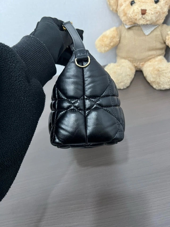 Dior Black Gold Lunch Box Top Handle Handbag For Women