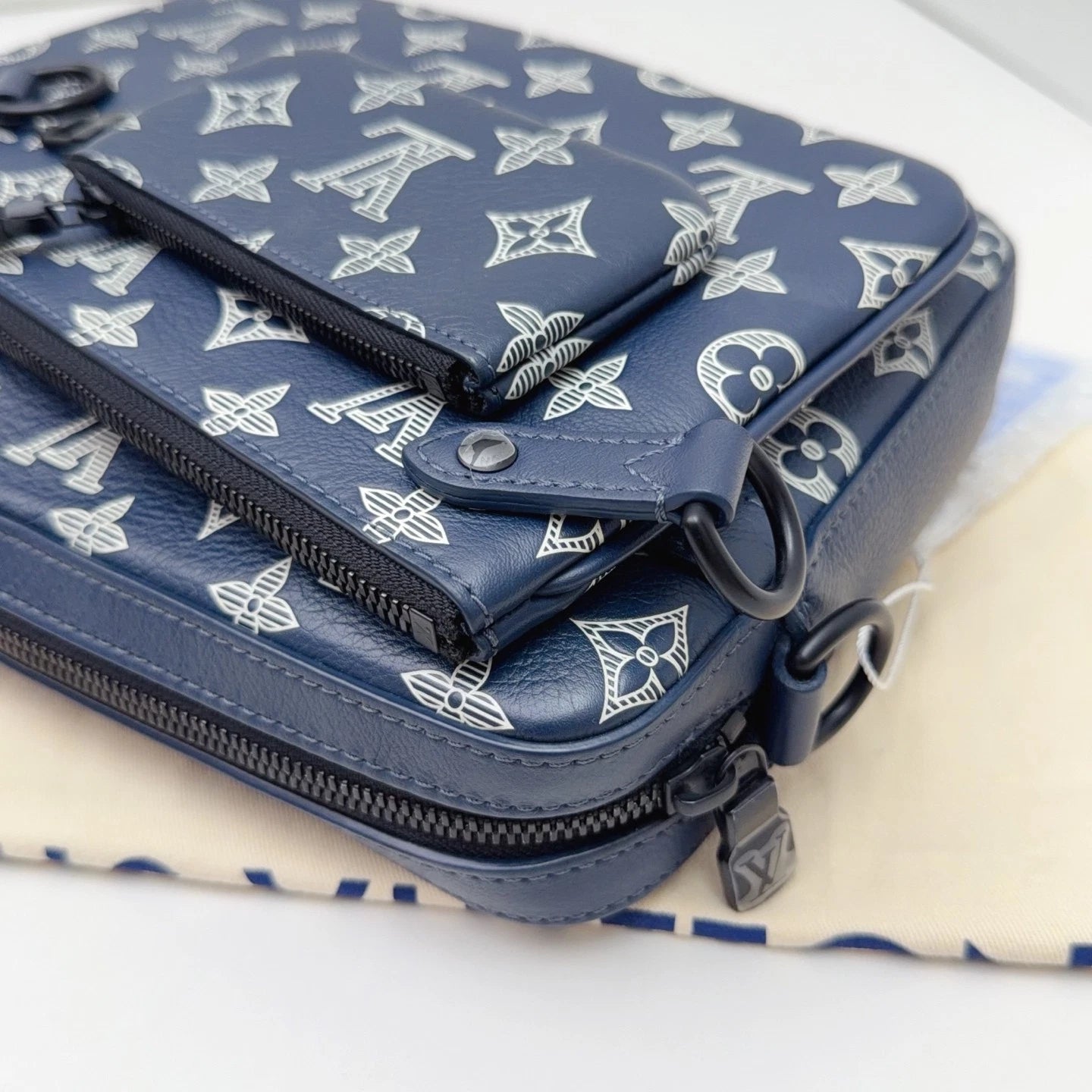 Louis Vuitton Trio Messenger Calfskin Monogram Blue Shoulder Bag Crossbody