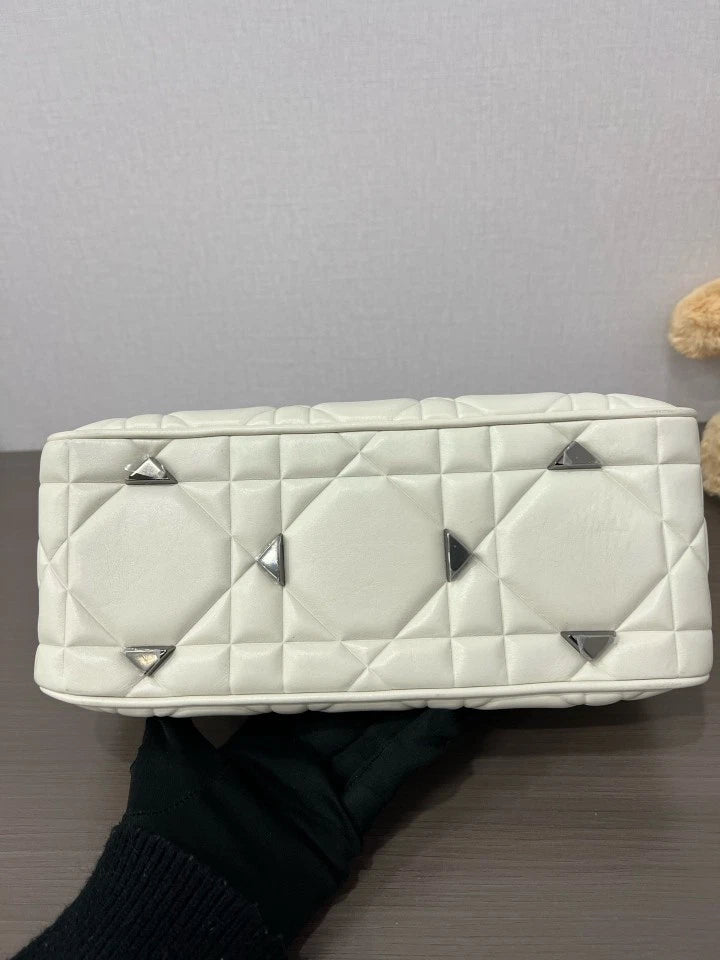 Dior White Lady 95.22 Small Top Handle Handbag For Women