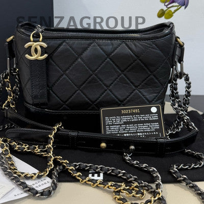 Chanel Small Black Gold Gabrielle Hobo Chain Shoulder Bag Classic Women