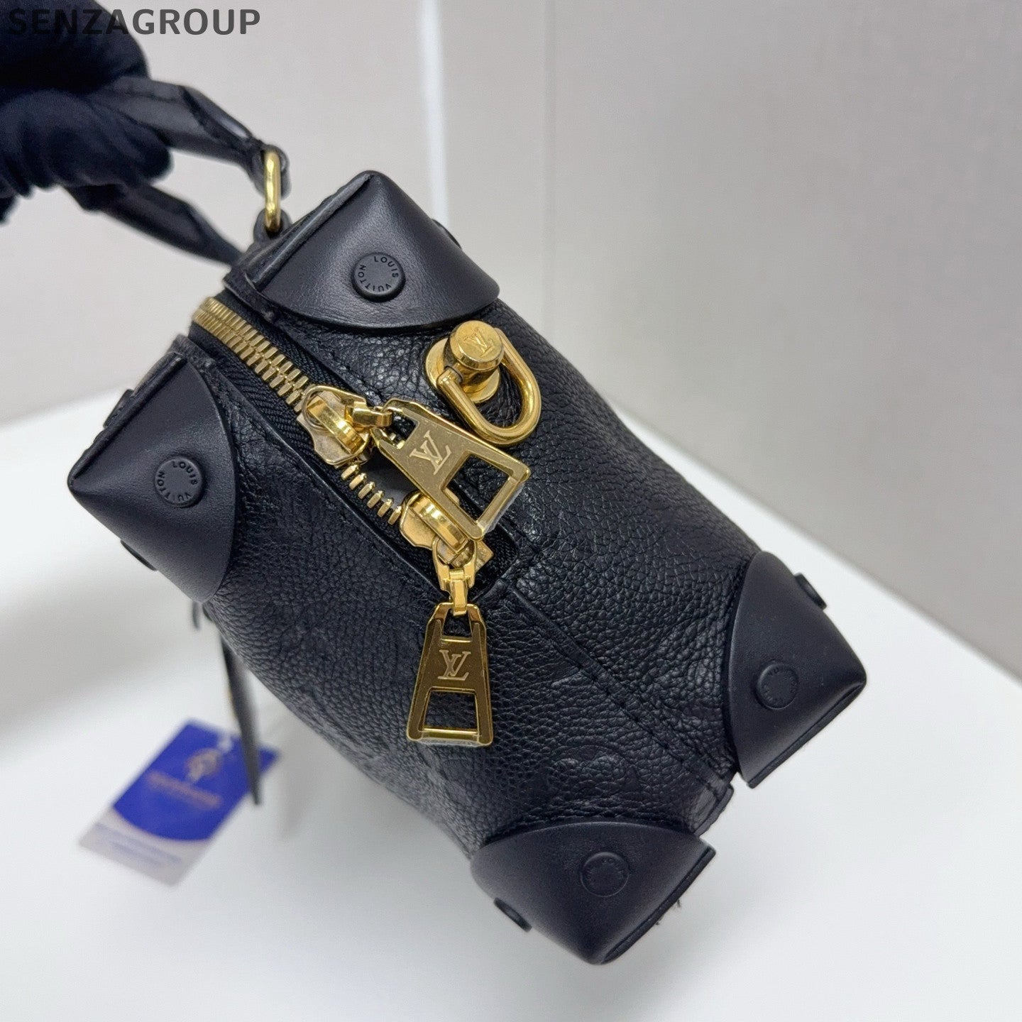 Louis Vuitton Petite Malle Chain Shoulder Bag Black Gold Women's Classic