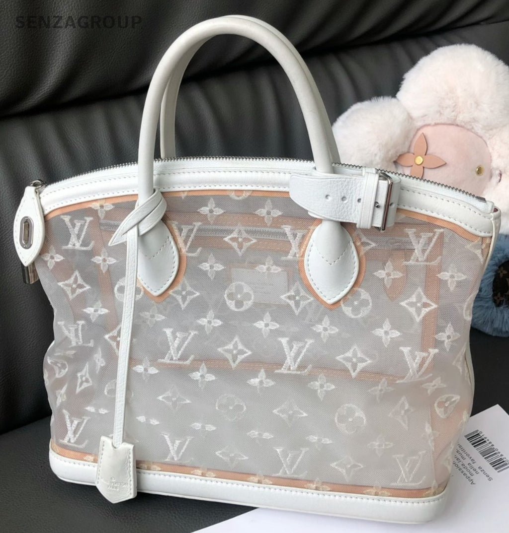 Louis Vuitton Lockit Lace and transparent Top Handle Handbag Women White
