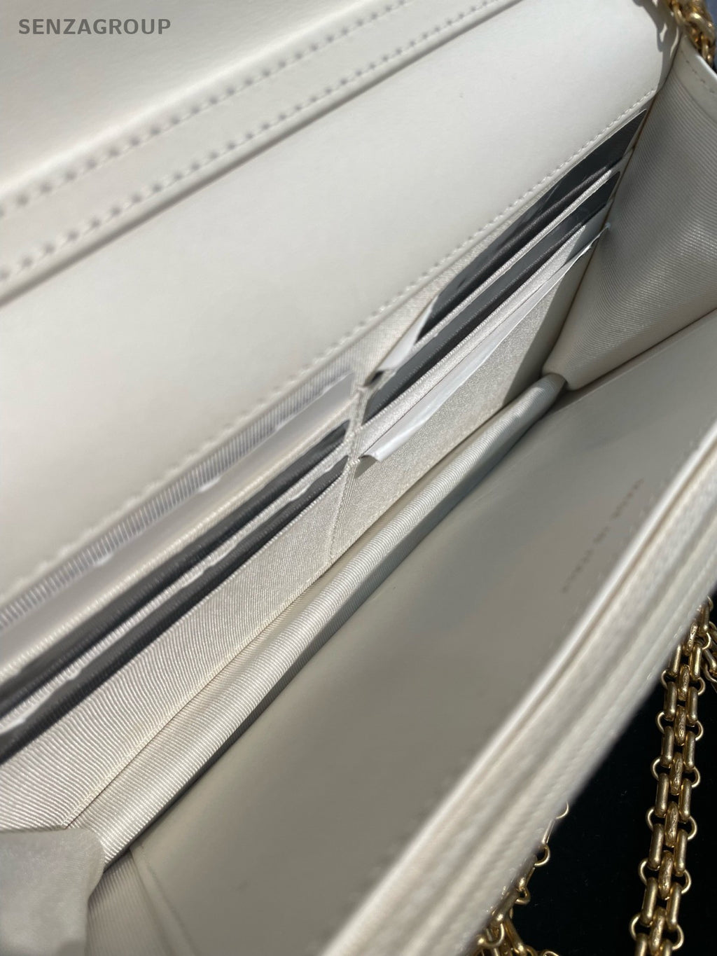 Chanel Diamond WOC Chain Shoulder Bag White Gold Used Women Classic